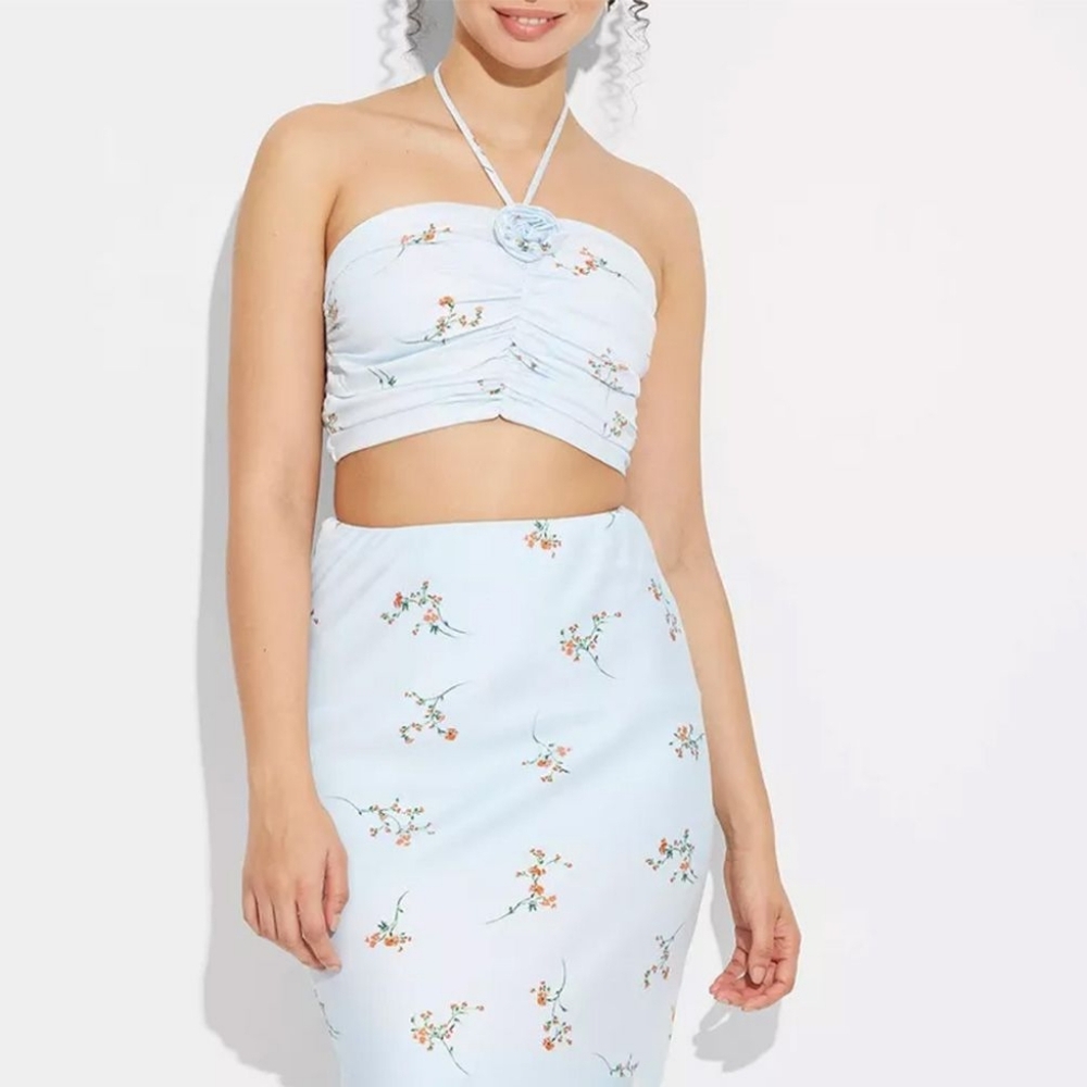 Target Wild Fable Floral Halter Crop Top Size Medium NWT